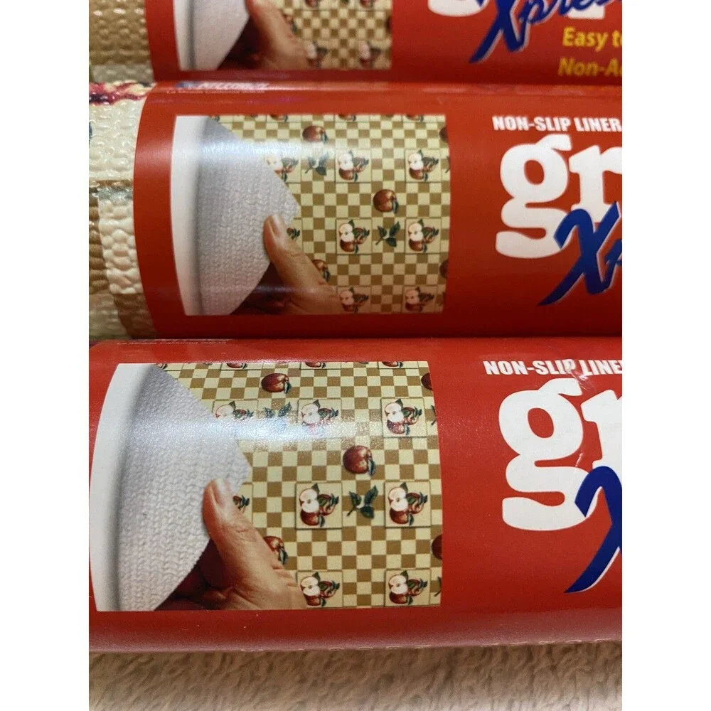 Vintage Grip Expressions Apple Check Non Slip Shelf Liner Lot 3 Rolls Farmhouse